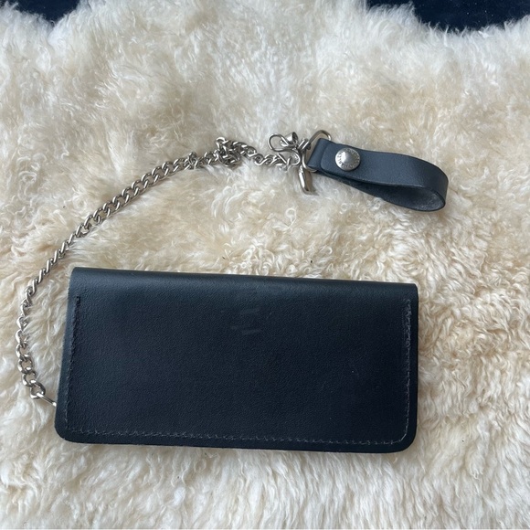 Vintage Harley  Davidson Black Leather Chain Biker Wallet - Picture 8 of 16